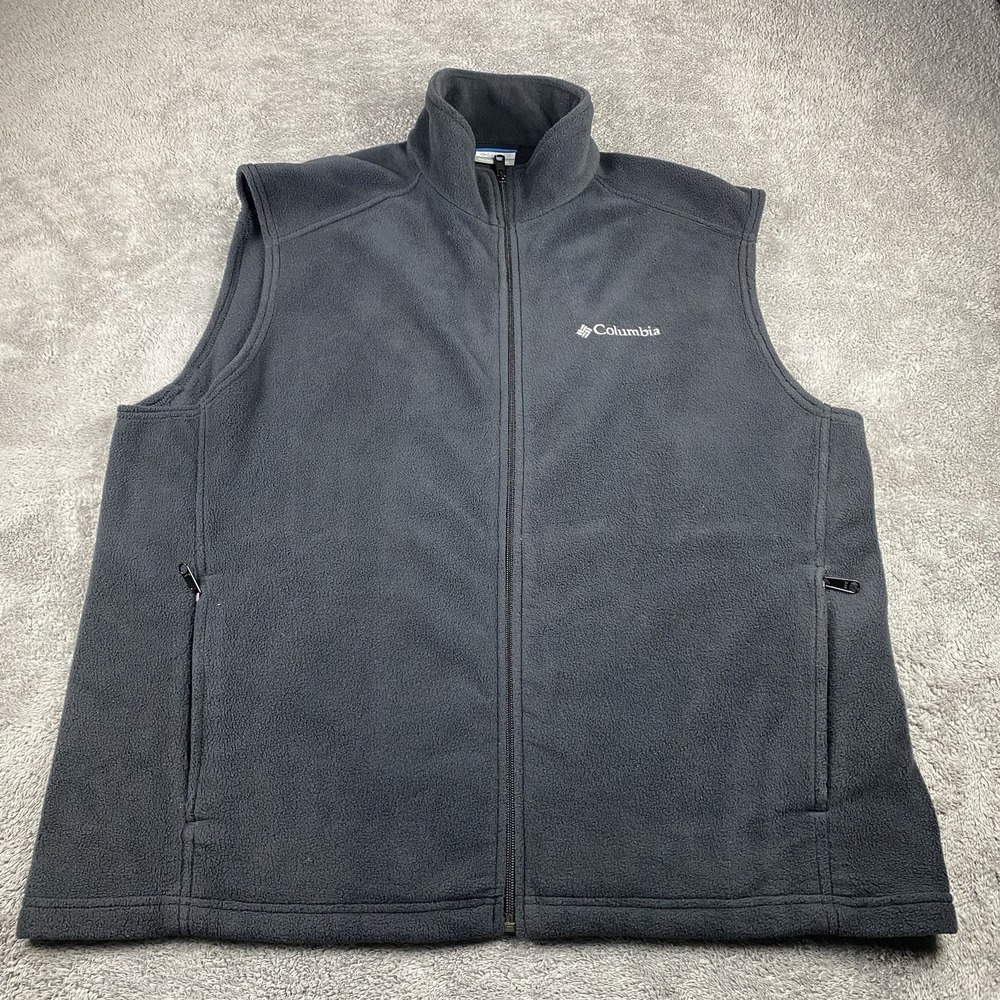 Columbia Fleece Vest Mens XL Black Full Zip